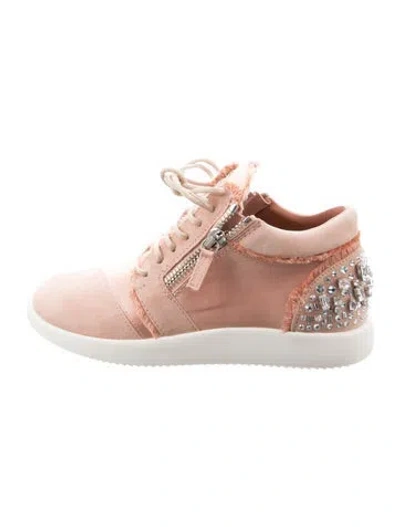Pre-owned Giuseppe Zanotti Suede Crystal Embellishments Sneakers In Pink
