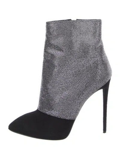 Pre-owned Giuseppe Zanotti Suede Crystal Embellishments Sock Boots In Black