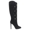 Giuseppe Zanotti Suede Crystal Eyelet High Heel Tall Boots In Black