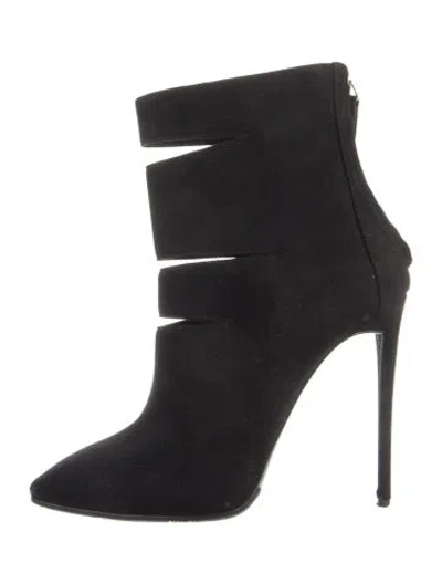 Pre-owned Giuseppe Zanotti Suede Cutout Accent Boots In Black