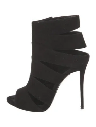 Pre-owned Giuseppe Zanotti Suede Cutout Accent Boots In Black