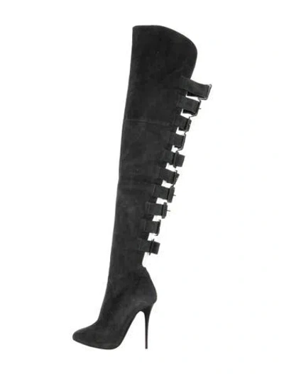 Pre-owned Giuseppe Zanotti Suede Cutout Accent Boots In Green
