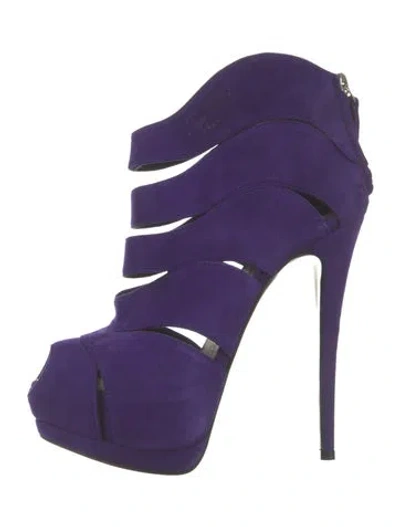 Pre-owned Giuseppe Zanotti Suede Cutout Accent Boots In Purple