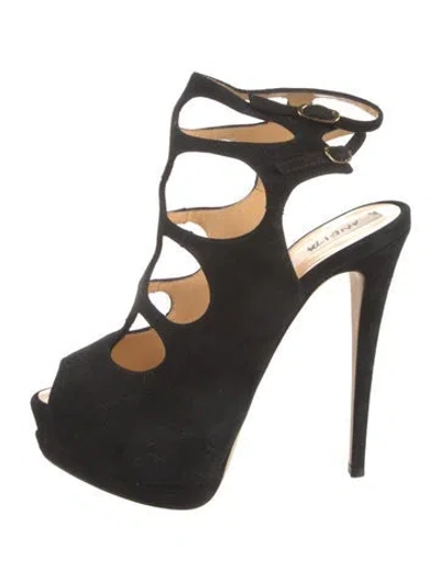 Pre-owned Giuseppe Zanotti Suede Cutout Accent Gladiator Sandals In Black