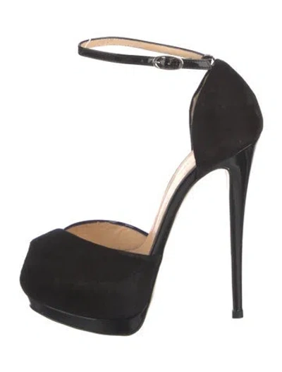 Pre-owned Giuseppe Zanotti Suede D'orsay Pumps In Black