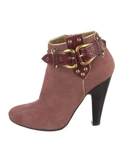 Pre-owned Giuseppe Zanotti Suede Floral Print Boots In Pink