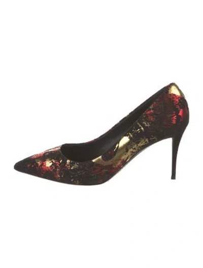Pre-owned Giuseppe Zanotti Suede Floral Print Pumps In Black