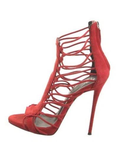Pre-owned Giuseppe Zanotti Suede Gladiator Sandals In Red