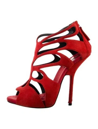 Pre-owned Giuseppe Zanotti Suede Gladiator Sandals In Red