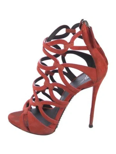 Pre-owned Giuseppe Zanotti Suede Gladiator Sandals In Red