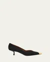 Giuseppe Zanotti Suede Golden Cap-toe Pumps In Black