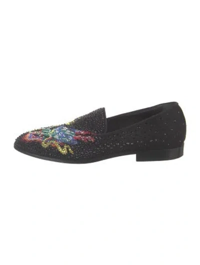 Pre-owned Giuseppe Zanotti Suede Graphic Print Loafers In Black
