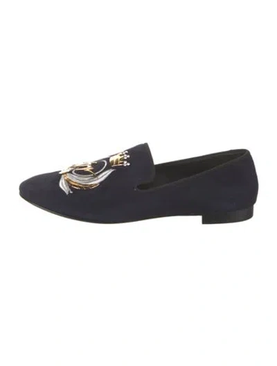 Pre-owned Giuseppe Zanotti Suede Graphic Print Loafers In Blue