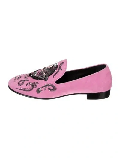 Pre-owned Giuseppe Zanotti Suede Graphic Print Loafers In Pink