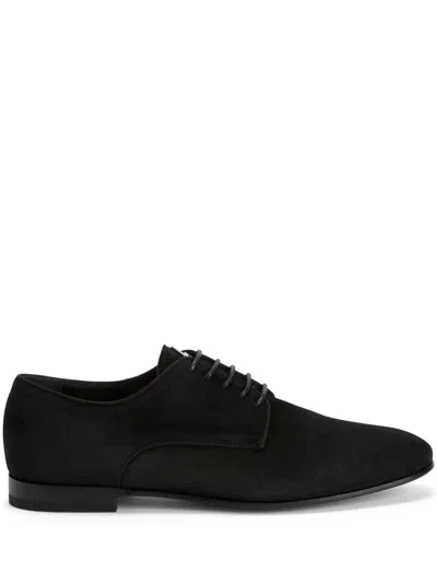 Giuseppe Zanotti Suede Lace-up Loafers In Black