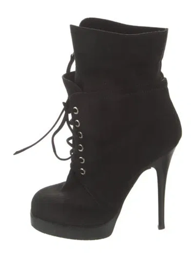 Pre-owned Giuseppe Zanotti Suede Lace-up Boots In Black