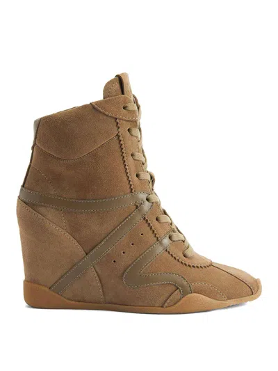 Giuseppe Zanotti Suede Sneakers Boots Wedge Heel Design In Brown