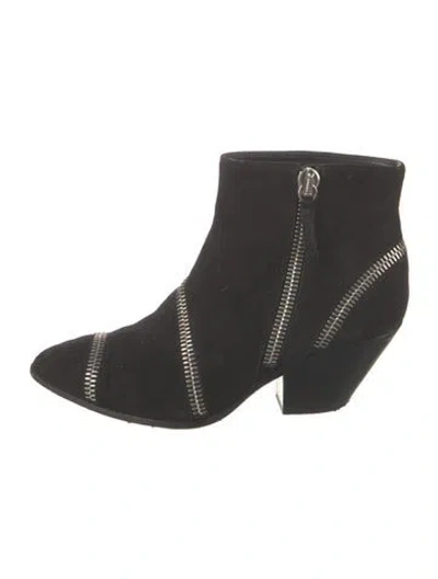 Pre-owned Giuseppe Zanotti Suede Moto Boots In Black