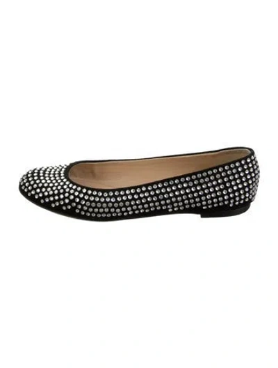Pre-owned Giuseppe Zanotti Suede Patterned Ballet Flats In Black