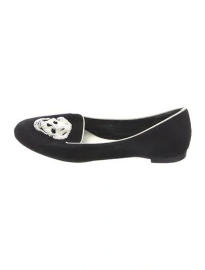 Pre-owned Giuseppe Zanotti Suede Patterned Flats In Black