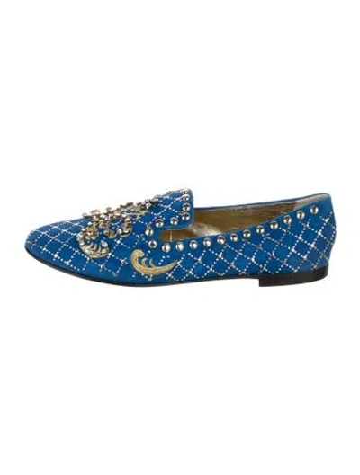 Pre-owned Giuseppe Zanotti Suede Patterned Loafers In Blue