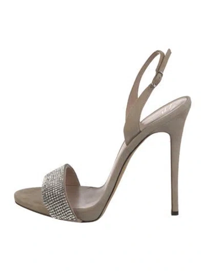 Pre-owned Giuseppe Zanotti Suede Patterned Slingback Sandals In Neutral