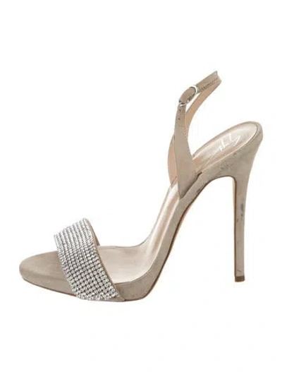 Pre-owned Giuseppe Zanotti Suede Patterned Slingback Sandals In Neutral