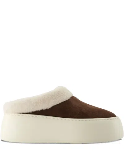 Giuseppe Zanotti Suede Platform Mules In Brown