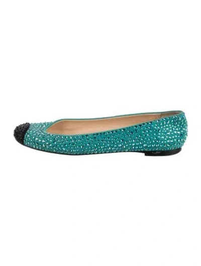 Pre-owned Giuseppe Zanotti Suede Printed Ballet Flats In Green