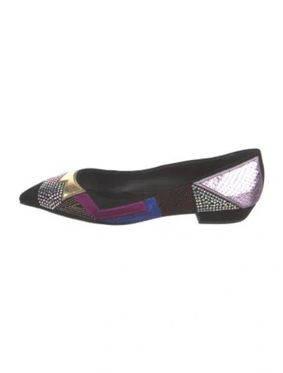 Pre-owned Giuseppe Zanotti Suede Printed Ballet Flats In Multi