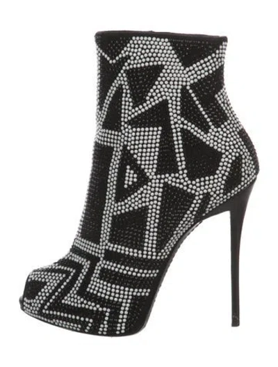 Pre-owned Giuseppe Zanotti Suede Printed Moto Boots In Multi