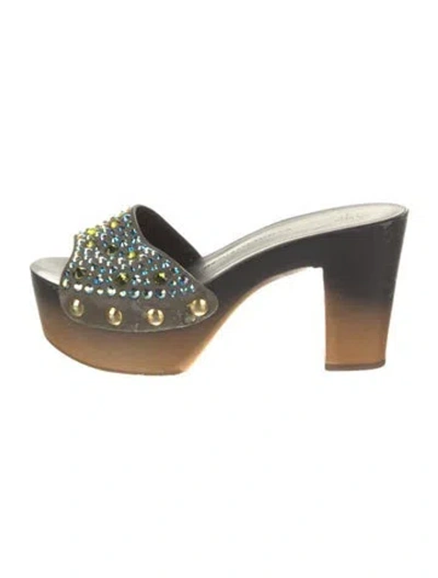 Pre-owned Giuseppe Zanotti Suede Printed Slides In Gray