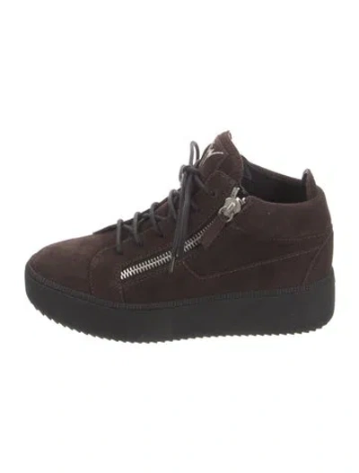 Pre-owned Giuseppe Zanotti Suede Printed Sneakers In Brown