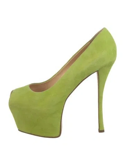 Pre-owned Giuseppe Zanotti Suede Pumps In Green