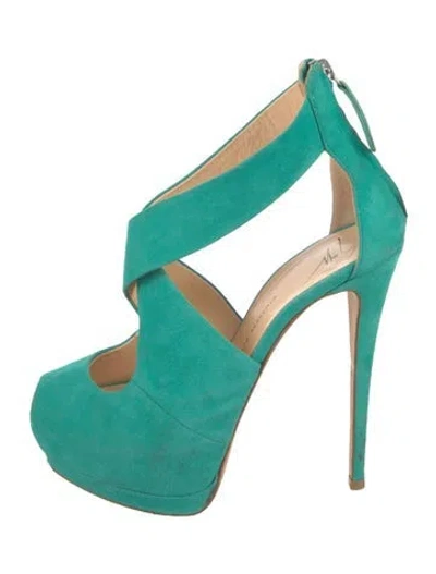 Pre-owned Giuseppe Zanotti Suede Pumps In Green
