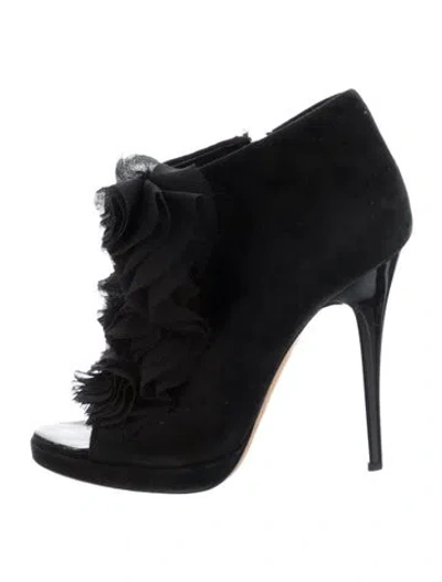 Pre-owned Giuseppe Zanotti Suede Ruffle Embellishment Pumps In Black