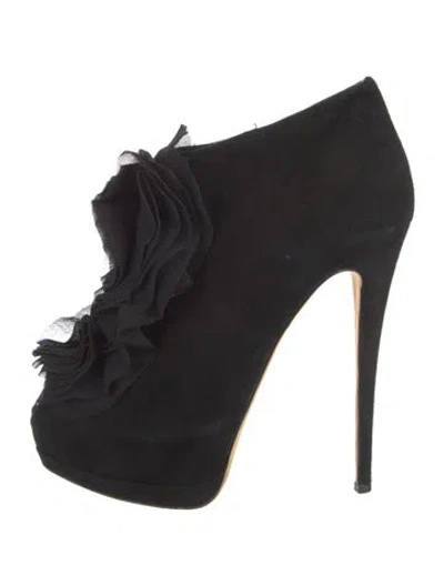 Pre-owned Giuseppe Zanotti Suede Ruffle Embellishment Pumps In Black