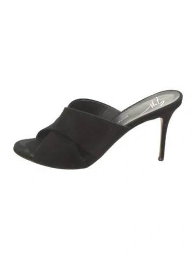 Pre-owned Giuseppe Zanotti Suede Slides In Black