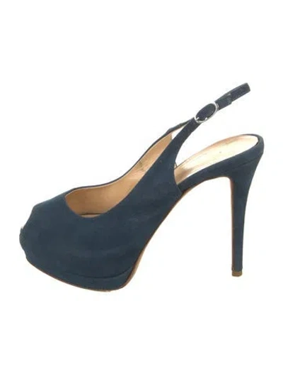 Pre-owned Giuseppe Zanotti Suede Slingback Pumps In Blue