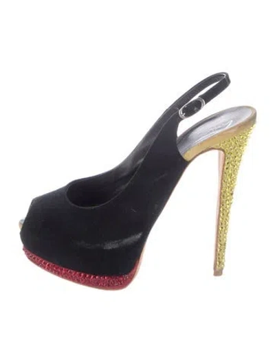 Pre-owned Giuseppe Zanotti Suede Slingback Pumps In Blue