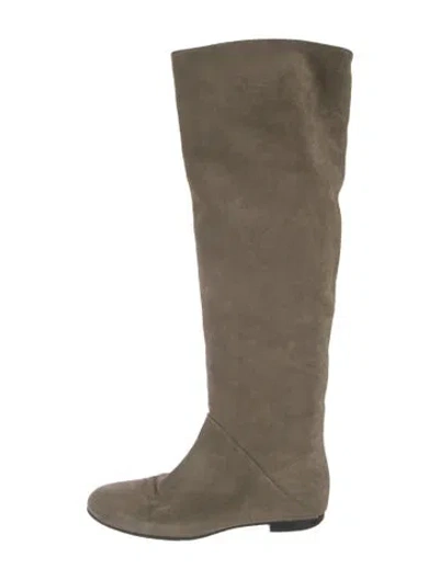 Pre-owned Giuseppe Zanotti Suede Slouch Boots In Green
