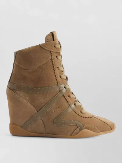 Giuseppe Zanotti Suede Sneakers Boots Wedge Heel Design In Brown