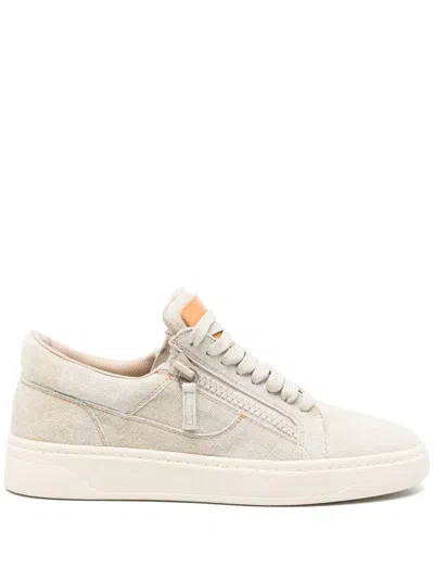 Giuseppe Zanotti Suede Sneakers In Neutrals