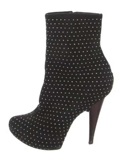 Pre-owned Giuseppe Zanotti Suede Studded Accents Boots In Black