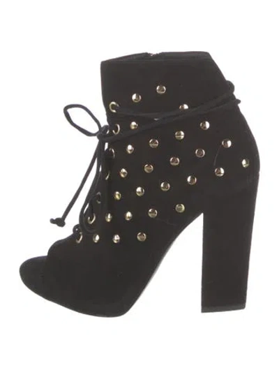 Pre-owned Giuseppe Zanotti Suede Studded Accents Boots In Black