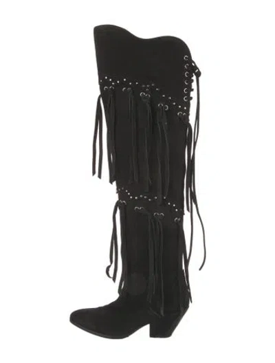 Pre-owned Giuseppe Zanotti Suede Studded Accents Boots In Black