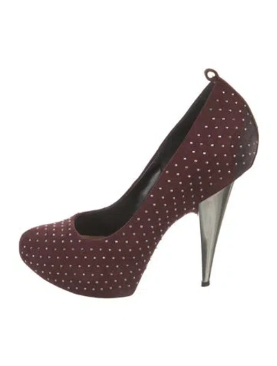 Pre-owned Giuseppe Zanotti Suede Studded Accents Pumps In Burgundy