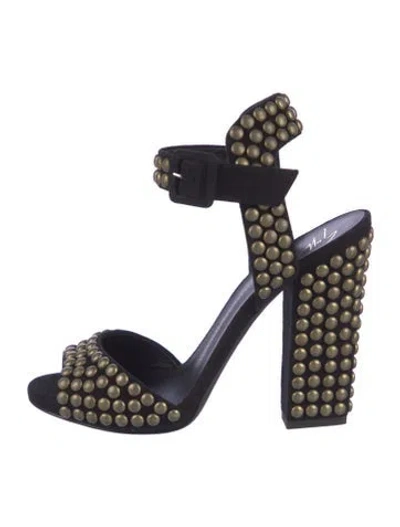 Pre-owned Giuseppe Zanotti Suede Studded Accents Sandals In Blue