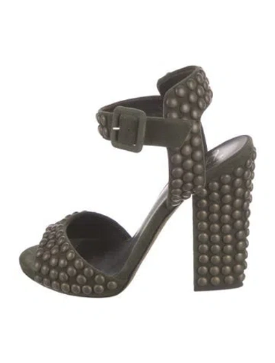 Pre-owned Giuseppe Zanotti Suede Studded Accents Sandals In Green