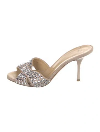 Pre-owned Giuseppe Zanotti Suede Studded Accents Slides In Pink